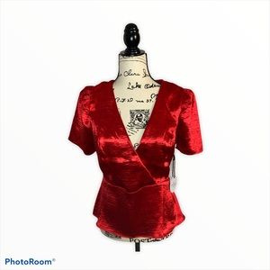 🆕Red Short Sleeved Blouse Milk&Honey